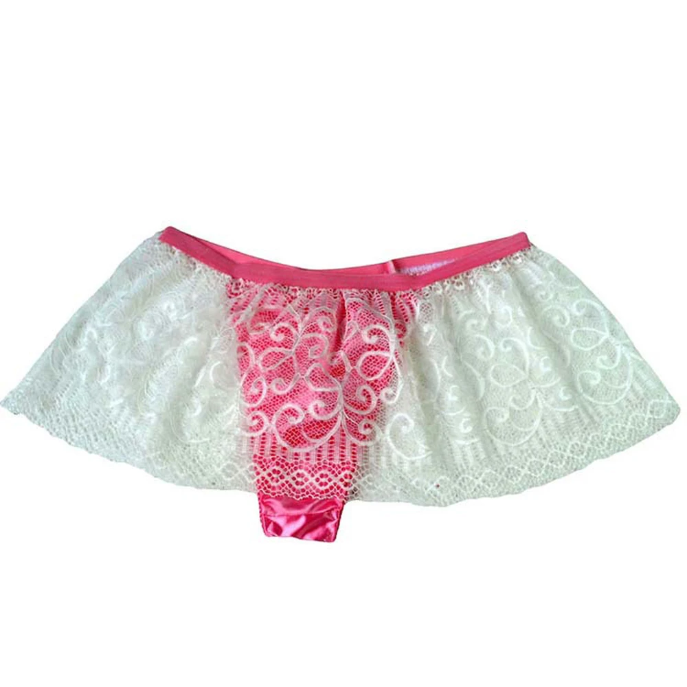 

Сексуальное нижнее белье, мужские кружевные стринги и трусики-стринги с кружевной юбкой, розовые ZJH1006, размер L,XL,XXL,XXXL