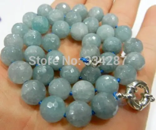 

Natural 10mm Faceted Round jade Beads Necklac 18"