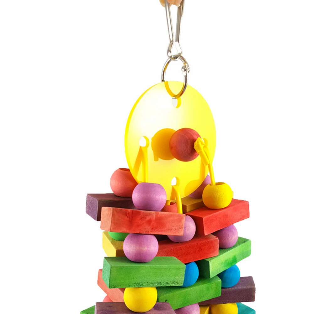 

Parrot Building Blocks Toys Wood Ladder Macaw Rainbow Bite String Toys Chewing Swing Toy For Small Medium And Large Parrots