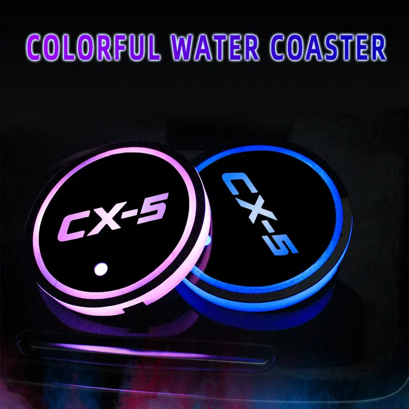 

Luminous Car Water Cup Coaster Holder 7 Colorful USB Charging Car Led Atmosphere Light For Mazda CX5 CX-5 CX 5 Auto Accessories