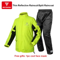 motorcycle rainsuit split raincoat reflective thin breathable impermeable waterproof jacket pants set cap hat pocket free gift