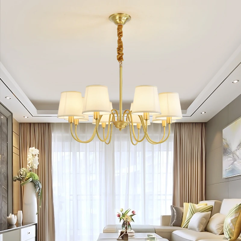 Современная Люстра для гостиной домашняя медная лампа под золото декоративная