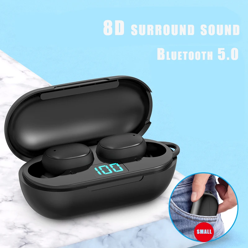 Bluetooth наушники беспроводные с зарядной коробкой вкладыши Спортивная гарнитура