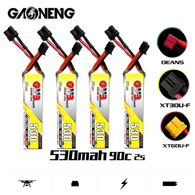 2/4/6/8/10 шт. макс. 180C GNB HV Lipo батарея 2S 530 мАч 7,6 В T/XT30U-F/XT60U-F штекер для радиоуправляемого квадрокоптера самолета FPV гоночного дрона