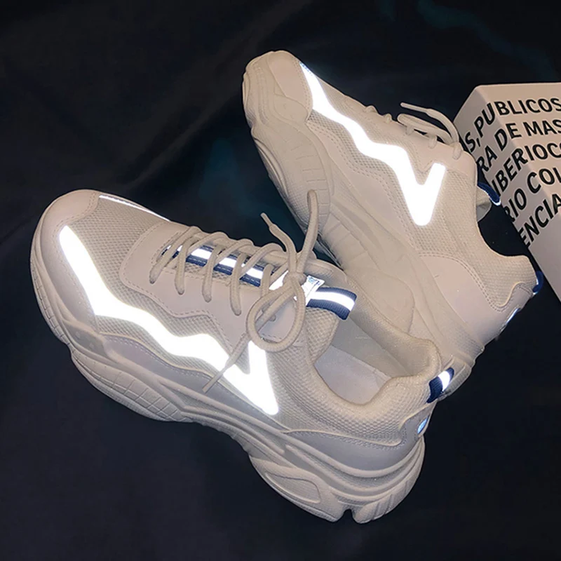Светоотражающие мужские вулканизированные туфли Удобные кроссовки Мужская