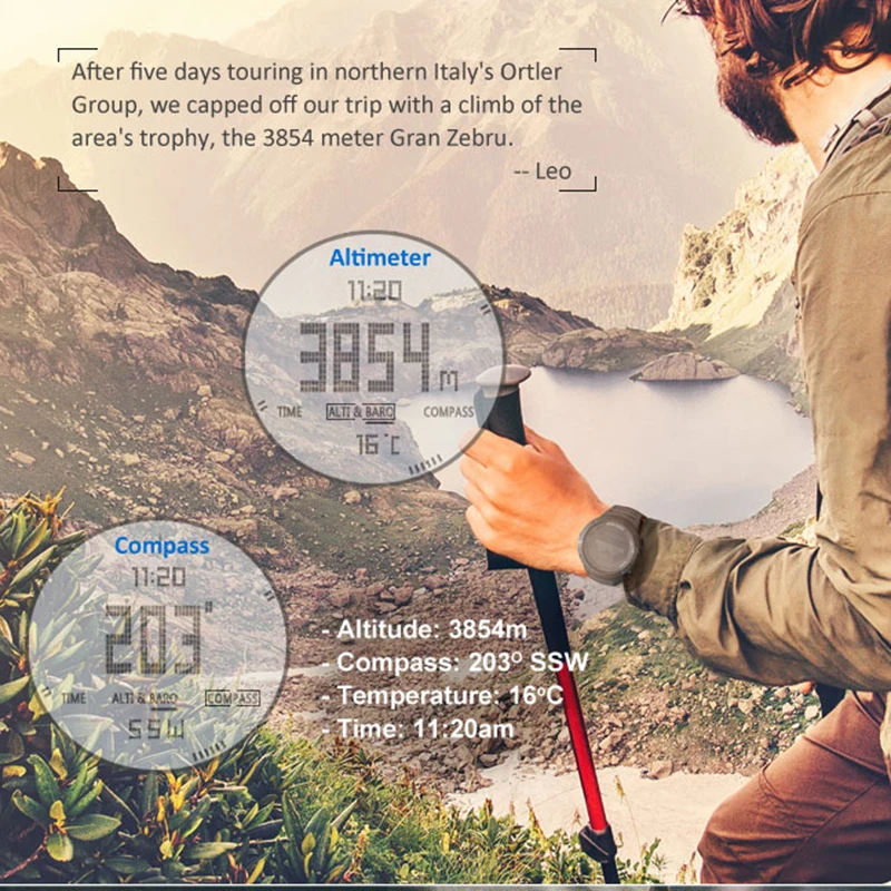 Мужские Цифровые спортивные часы с компасом альтиметром и барометром