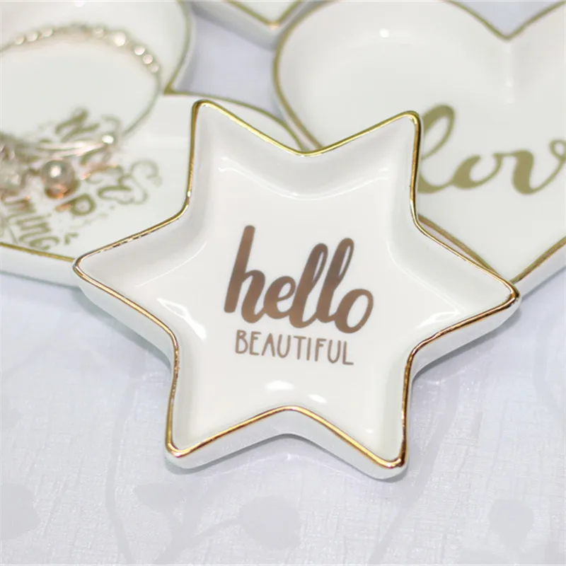 Креативные мини керамические тарелки скандинавские Позолоченные настольные