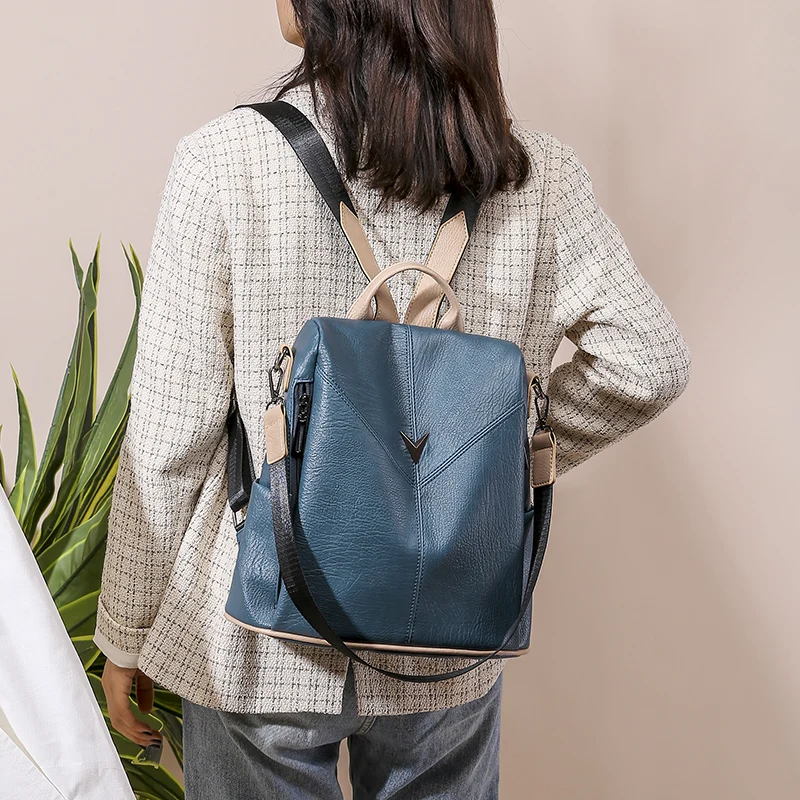 

Large-capacity women backpack Leisure PU Leather Backpack Anti-theft Backpacks For Teenage Girls Female School Shoulder Bag