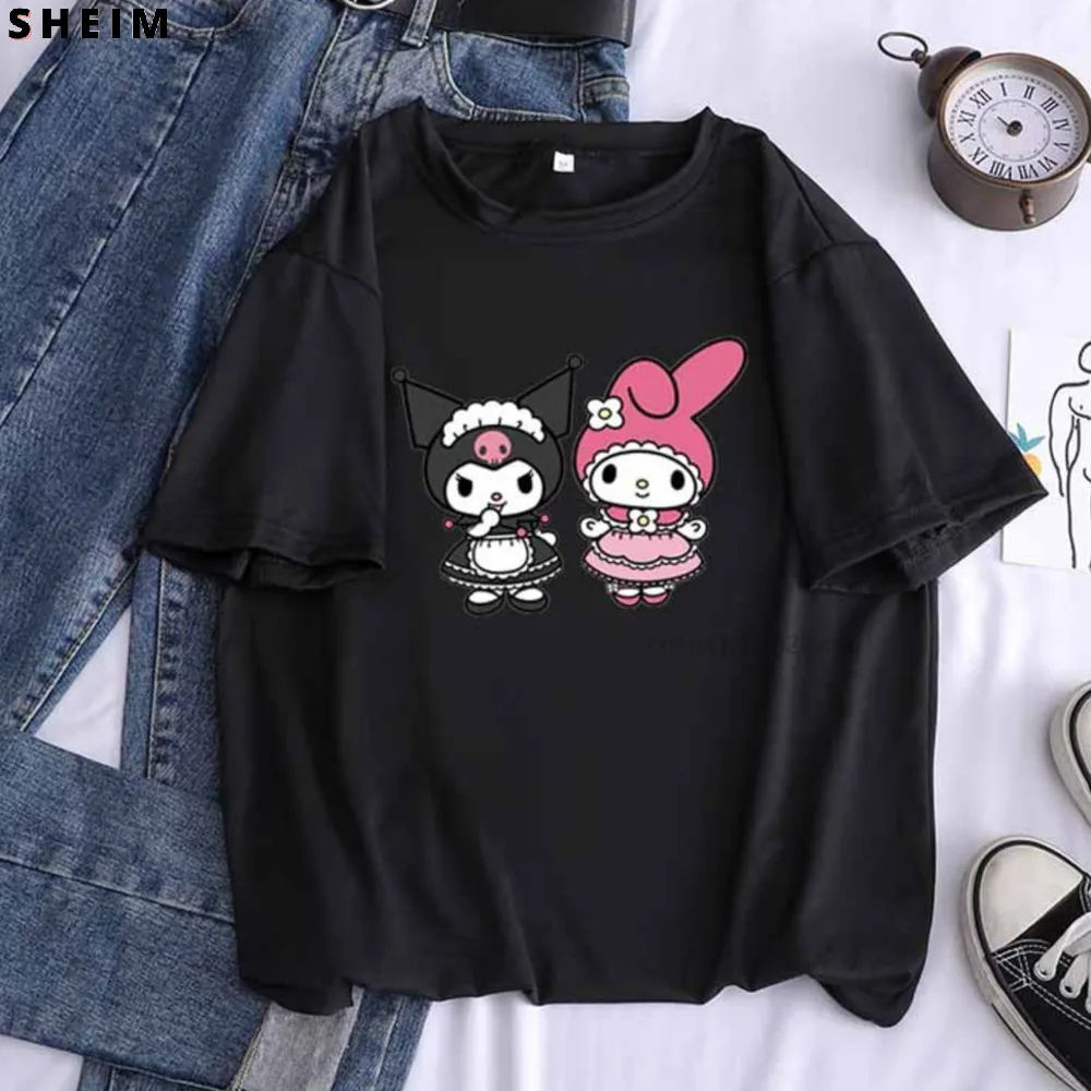 

Y2k Top Oversized Kuromi Cotton Female Summer Clothes Cartoon Melody Fashion T-Shirt Casual Loose Tees Sweet Loli Girls Student