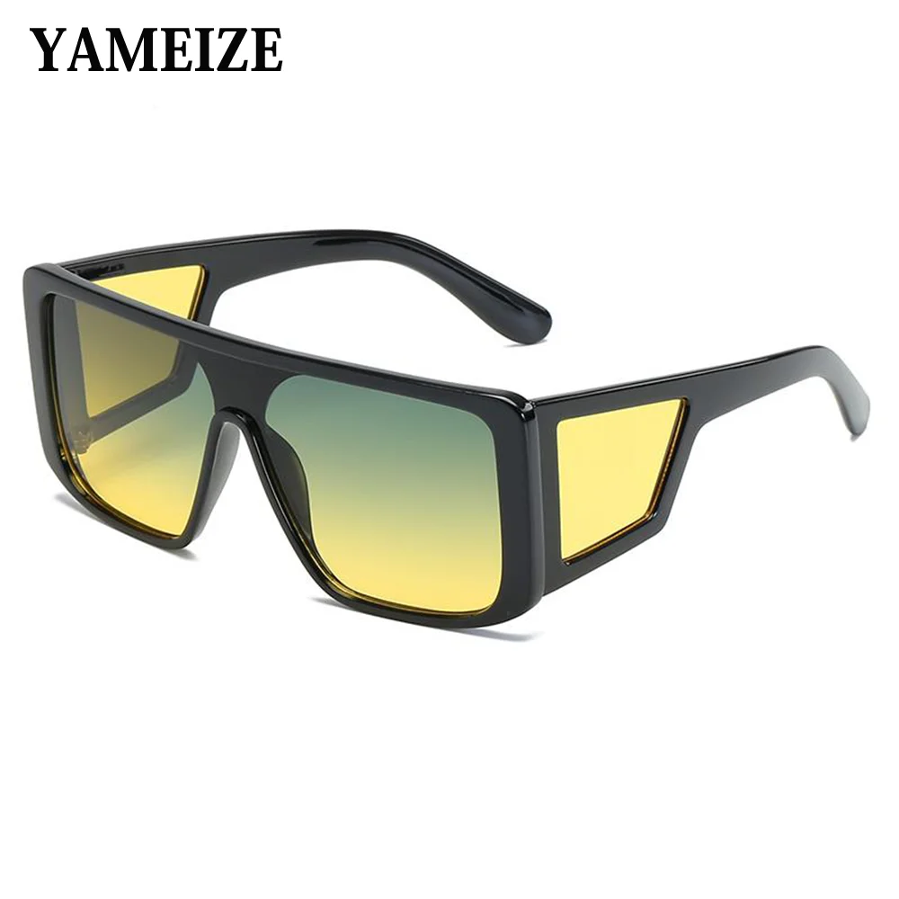 

YAMEIZE Oversized Day Night Vision Sunglasses Women Driving Glasses Men Yellow Lens Square Driving Goggles UV400
