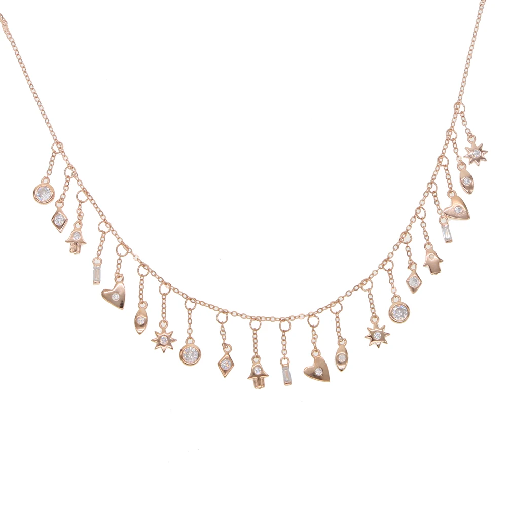 Женский чокер из серебра 925 пробы с кулоном в виде Луны и звезды|Ожерелья| |