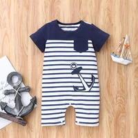 baby boy clothes baby boys romper cotton striped patchwork pocket short sleeve baby romper casual infant pajamas romper 0 18m