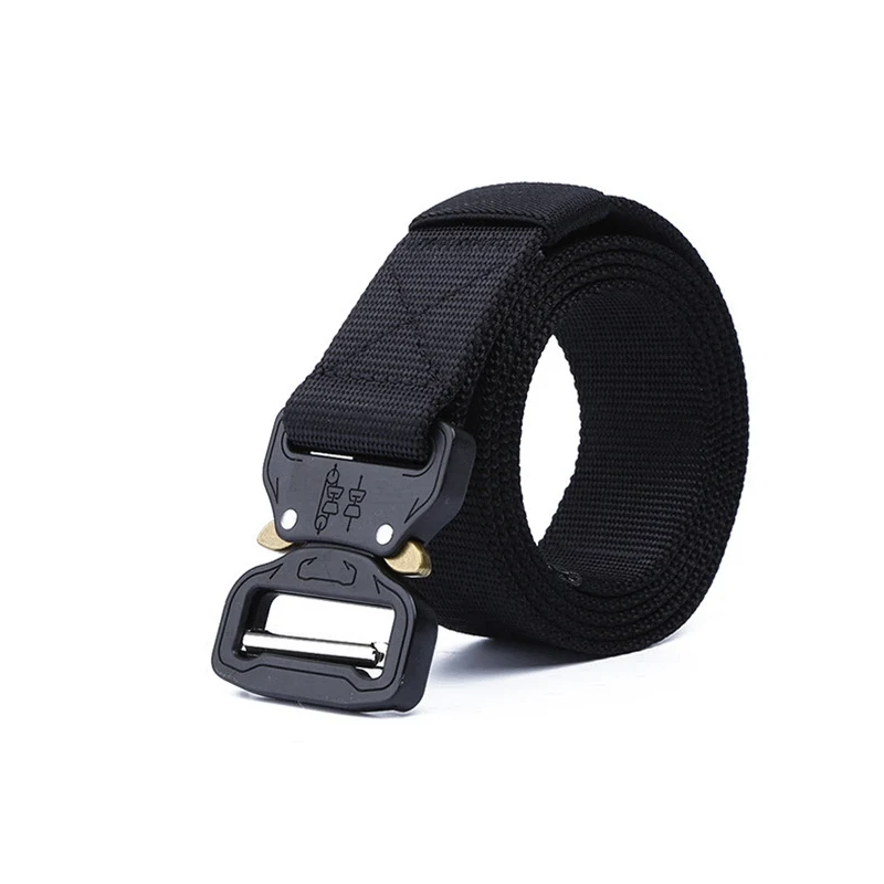 Black belt Тактический ремень для спорта на открытом воздухе, нейлоновые поясные ремни с аксессуарами для охоты, армии, тяжелая тренировочная Боевая Мужская Военная - Color: Black belt