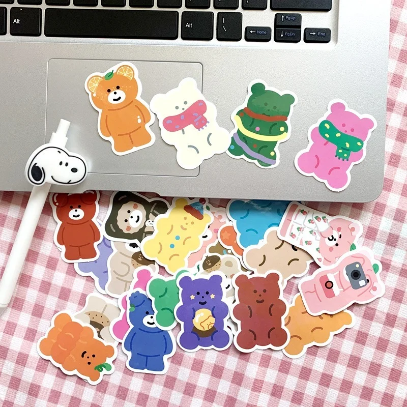Kawaii Bear Cute Girl Stationery Hand Account Stickers Phone Case Charging Treasure Diy Sticker Pegatina School Supplies | Канцтовары