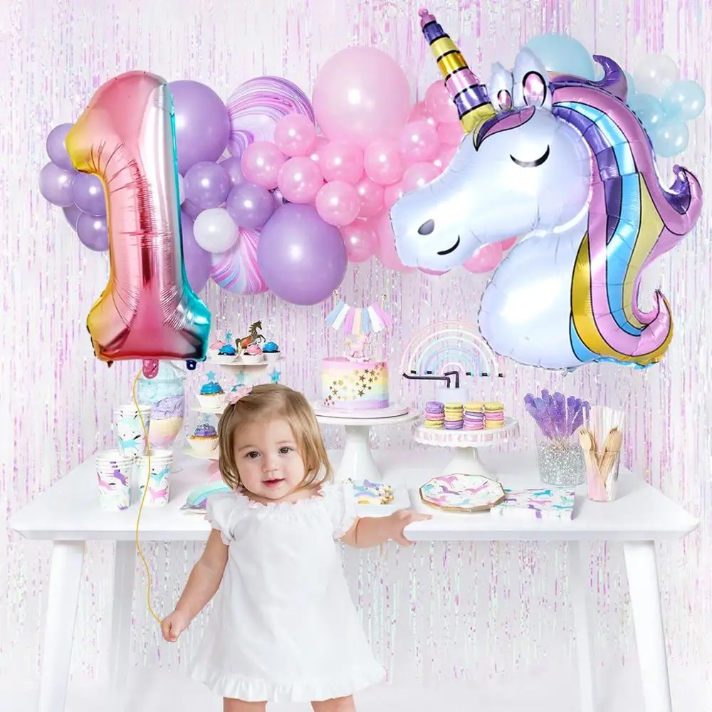 Настенные наклейки QIFU с единорогом украшения для дня рождения детский фон товары