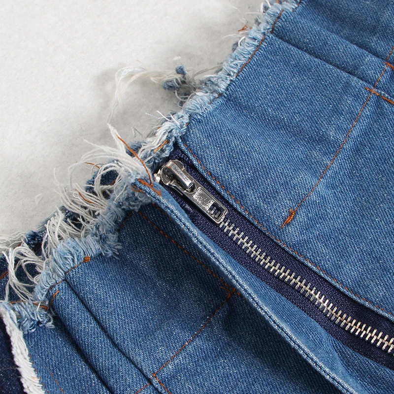 TWOTWINSTYLE Denim Patchwork Trousers Women High Waist Hit Color Large Size Wide Leg Pants Female Fashion Autumn Tide