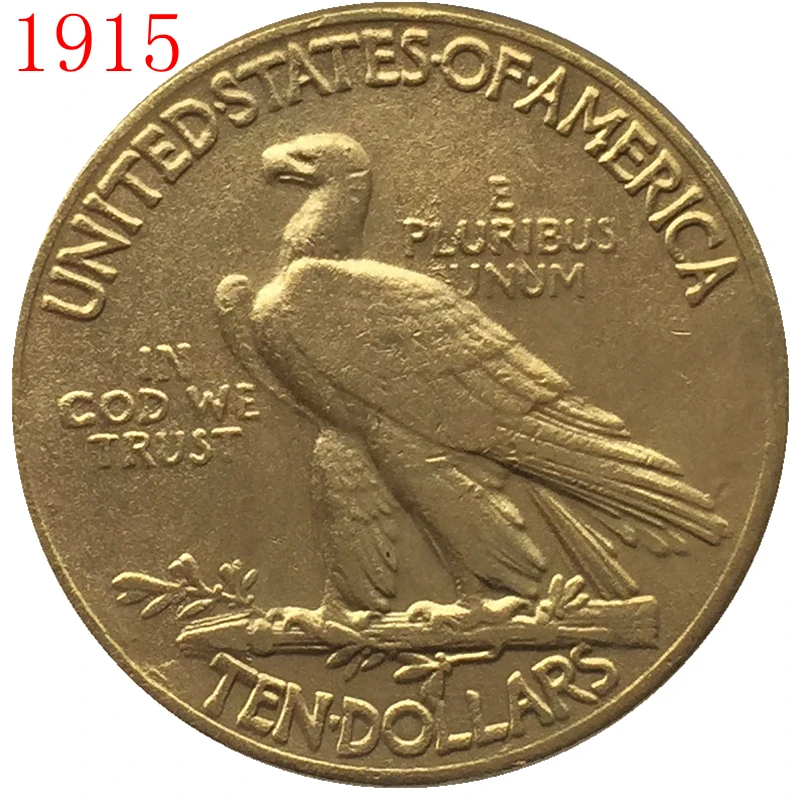 

24-K gold plated 1915 $10 GOLD Indian Half Eagle Coin Copy