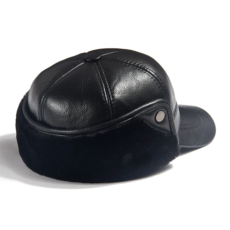 Мужская зимняя кожаная шапка из натуральной воловьей кожи бейсболка шапки