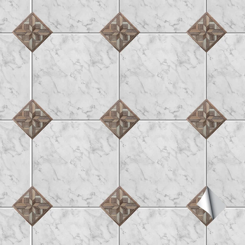 JEYL 20Pcs Wood Grain Pattern Tile Sticker Self Adhesive Tiles Art Diagonal 3D Floor For Bathroom Kitchen Decor | Дом и сад