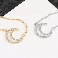 diamond fritillary moon necklace simple gentle super fairy sweet cute temperament clavicle chain fashion charm lady pendant