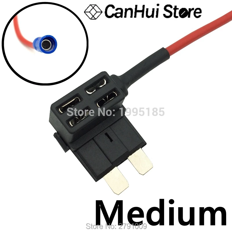 

12V 3PIN M2 MINI SMALL MEDIUM Size Car Fuse Holder Add-a-circuit TAP Adapter with 10A/15A Micro Mini Standard ATM Blade Fuse