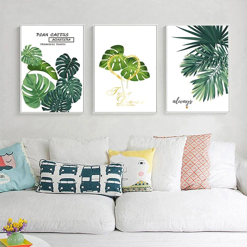 

Watercolor Tropical Plants Leaves Art Canvas Poster Nordic Style Painting Wall Picture Print Home Living Room Decoration