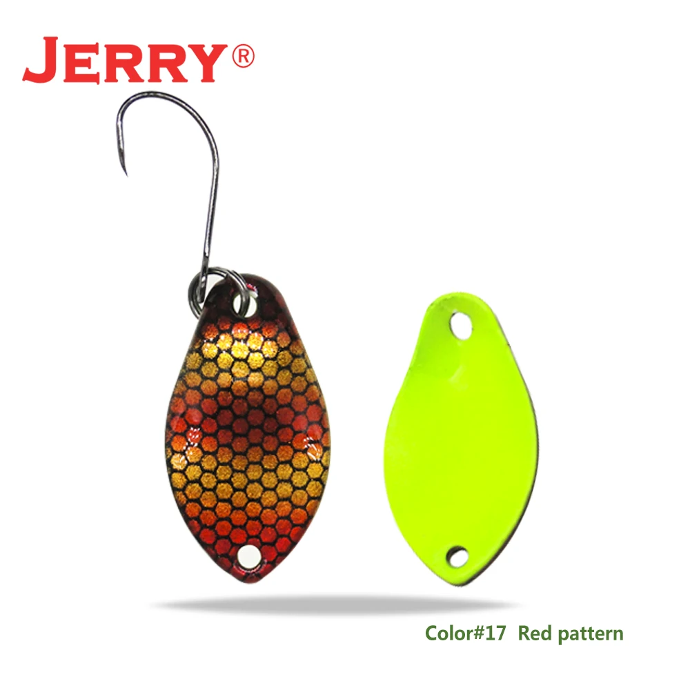 red pattern Jerry 2 г 3 г микро форели ложки сверхлегкие латунные рыболовные ложки один крючок Пресноводные металлические приманки зона окуня для ловли щуки pesca - Цвет: red pattern