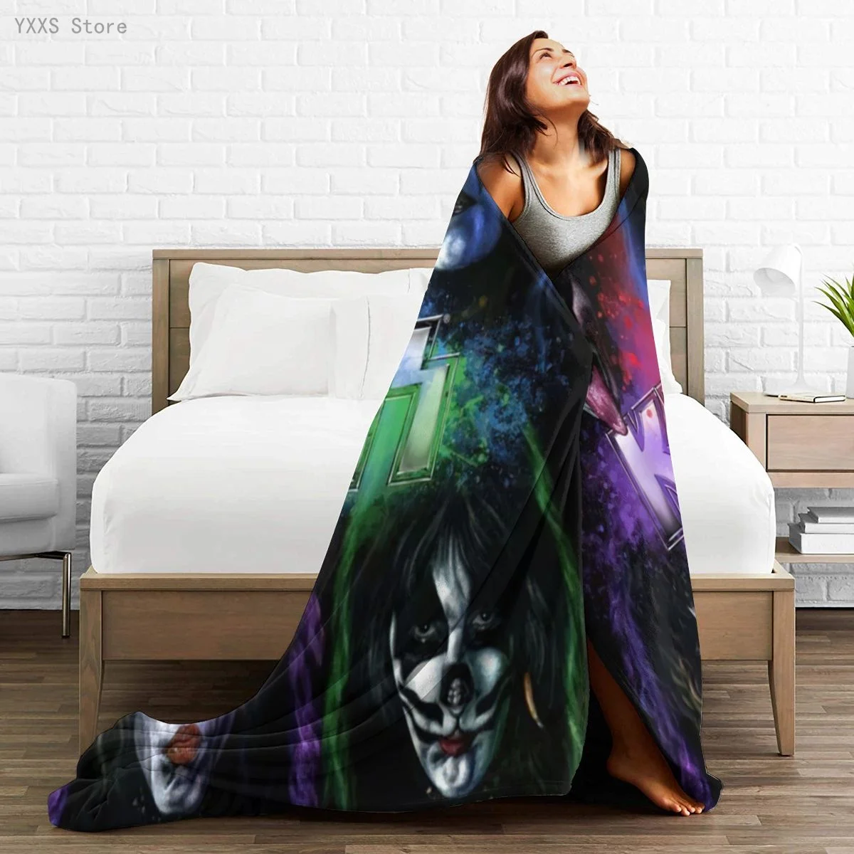 

KISS Band 3D Cartoon Sherpa Blanket Warm Super Soft Flannel Office Nap Bedspread Sofa Bedding Plush Quilt Plaids 291792113