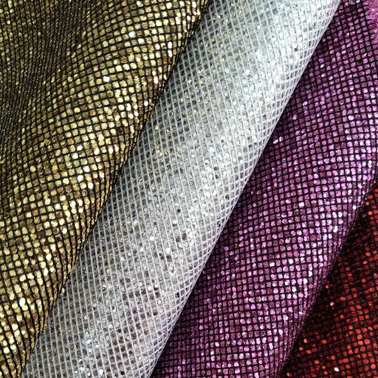 

0.6mm Thickness Decorative Grid Glitter Pu Leather Materials