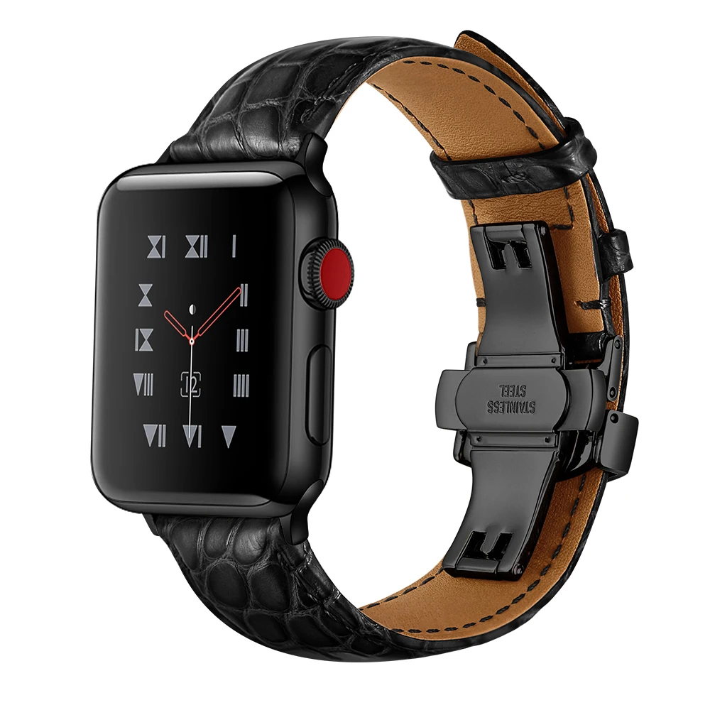 Ремешок для часов OTMENG из натуральной крокодиловой кожи браслет iWatch Apple Watch 38 мм 40 42