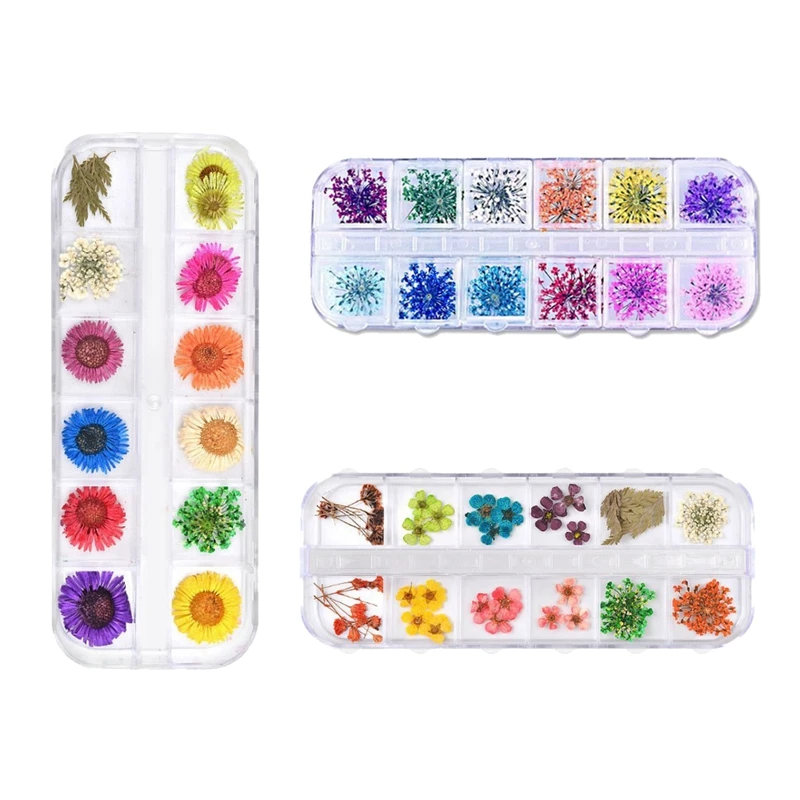 

36 Color Nail Art Phototherapy Dried Flower Jewelry Nail Stickers Mixed DIY Decorative Crystal Epoxy Filled Resin Art