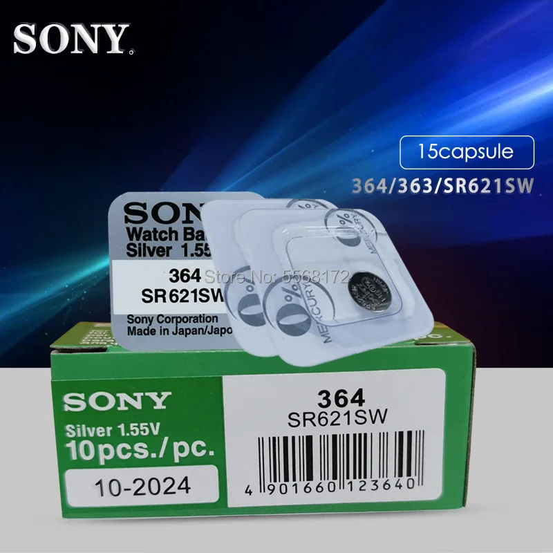15 шт. для SONY 1 55 V AG1 LR621 SR621 SR621SW SR60 SP364 TR621 Однослойная упаковка часов кнопочные