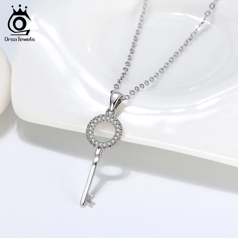 Ожерелье ORSA JEWELS AAAA с кулоном из фианита классическое ожерелье стерлингового