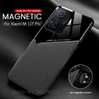 Автомобильный магнитный держатель, жесткий чехол для телефона из поликарбоната и искусственной кожи для Xiaomi Mi11T, Mi 11 T, Xiomi 11 T Pro 5G, 2021, 6,67 дюйма, противоударный чехол для телефона