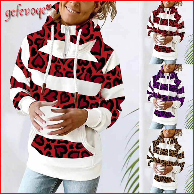 

Fashion Striped Print Top Women Casual Zipper Turtleneck Fleece Pullover Sweatshirts Outerwear Autumn Winter Female Clothing2021