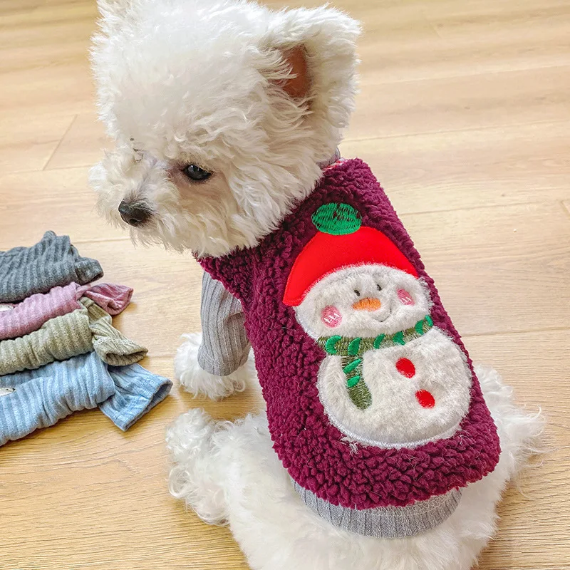 

Christmas Warm Dog Clothes Cotton Lamb Wool Puppy Coat Jacket Clothing For Small Dog French Bulldog Chihuahua Hoodies Pullover