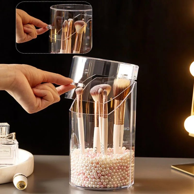 Прозрачная коробка для хранения косметики органайзер кистей макияжа