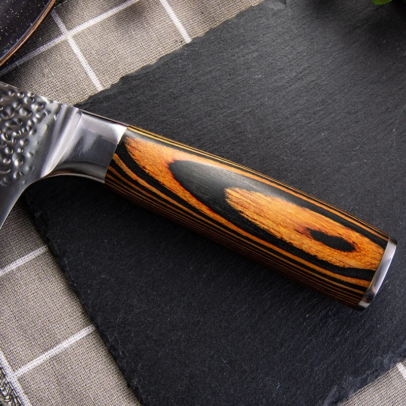 Кухонный нож шеф-повара японский Дамасского молотка узор мяса накири гьюто