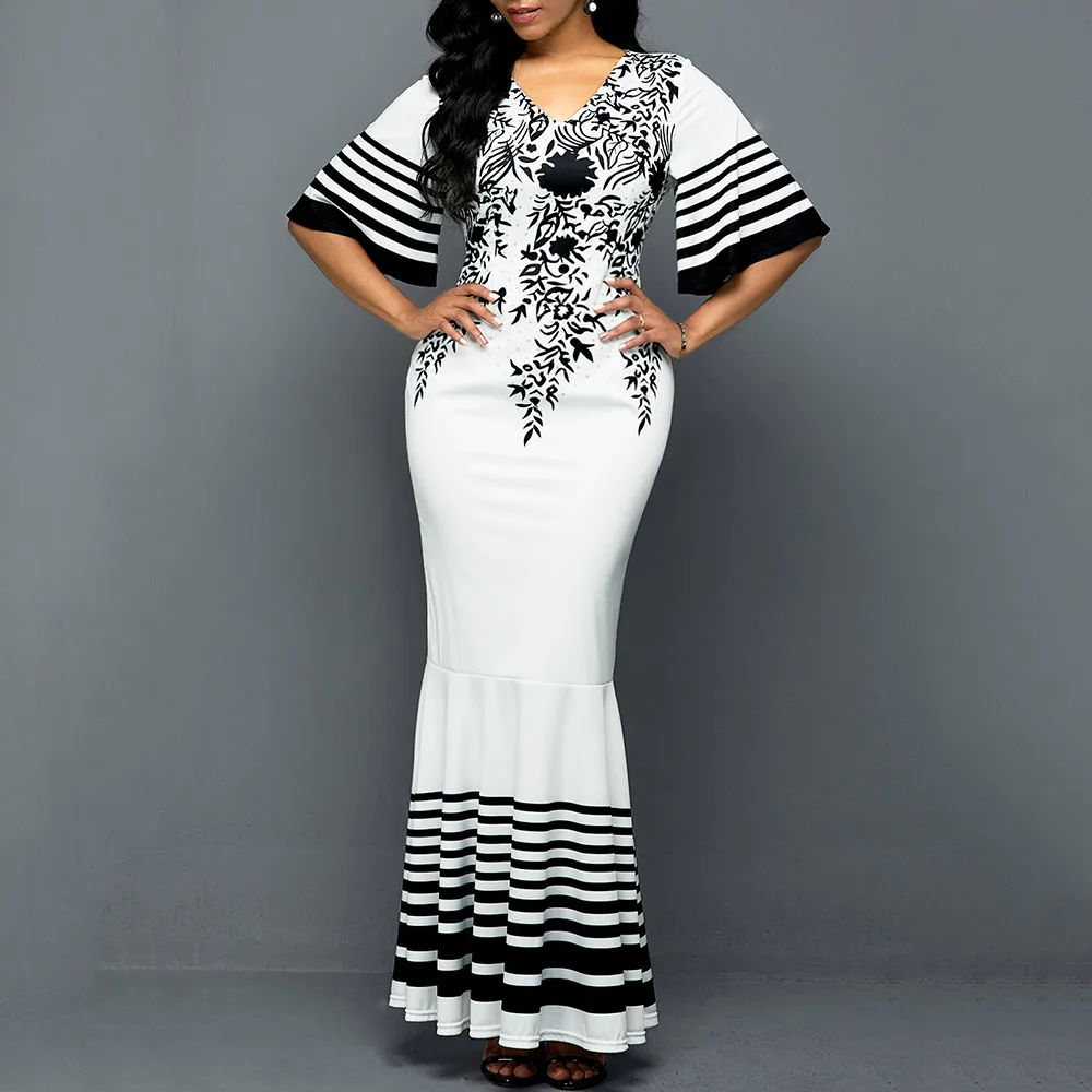 Белое Женское платье русалки в африканском стиле лето 2020 Длинные Платья с