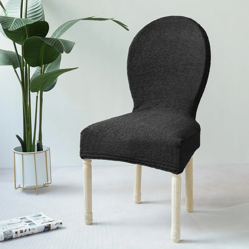 

New Round Backrest Dining Chair Cover Cotton Fine Grain Non-slip Office Protection Wedding Chair Cover Simple Room Stool Cover