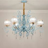 mediterranean chandelier blue crystal living room lamp modern simple american garden nordic light luxury bedroom