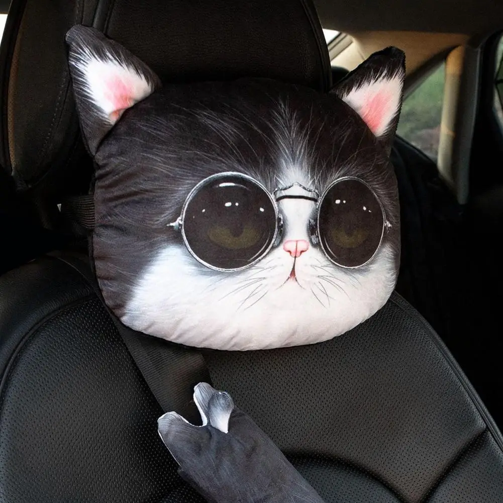 

35% Hot Sales!! Cute Cartoon Puppy Kitten Printed Detachable Headrest Car Seat Neck Pillow Cushion for Auto Vehicle