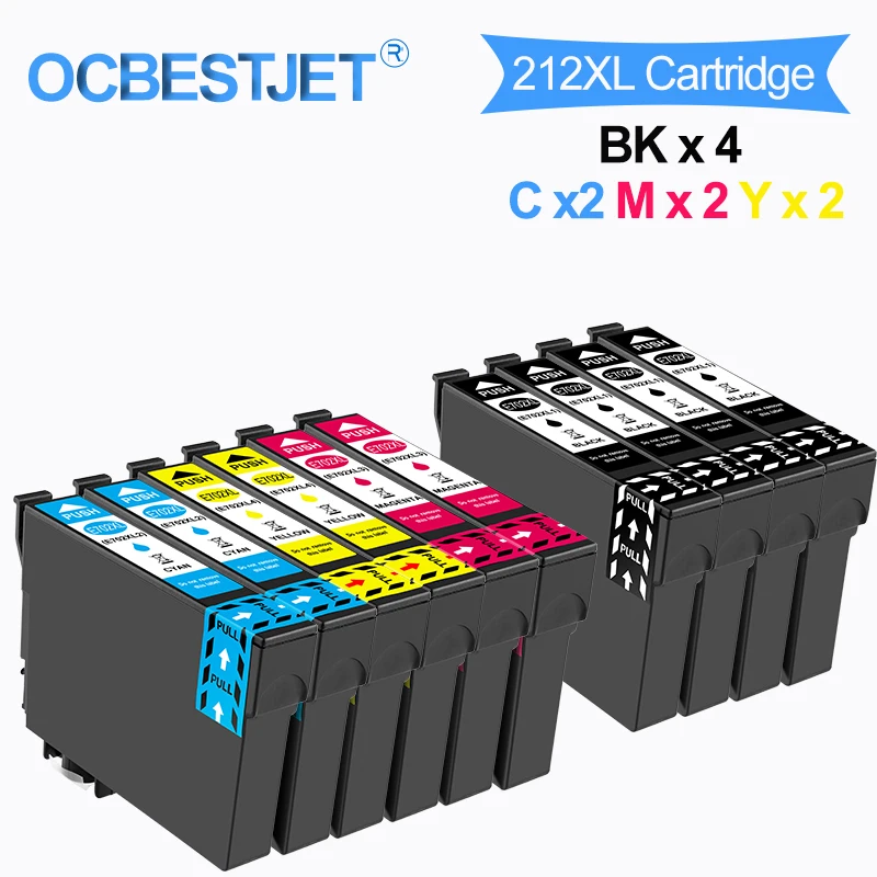 2 Set Compatible Ink Cartridge 212XL T212XL For Epson Expression XP-4100 XP-4105 Workforce WF-2830 WF-2850 Inkjet Printer