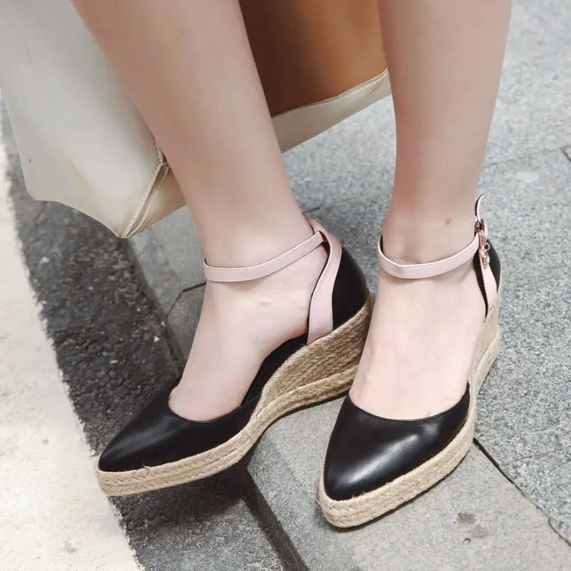 

Fanyuan Women Pumps Ankle Buckle Pointed Toe Wedges Shoes Women Outdoor Party Office Ladies High Heel Footwear Size 32-44