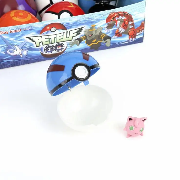 Действий 8 шт./компл. Pokeballs с коробкой Пикачу Рисунок игрушки для детей, подарок на день рождения, Pokect Mansters Пикачу Pokeballs модель игрушки