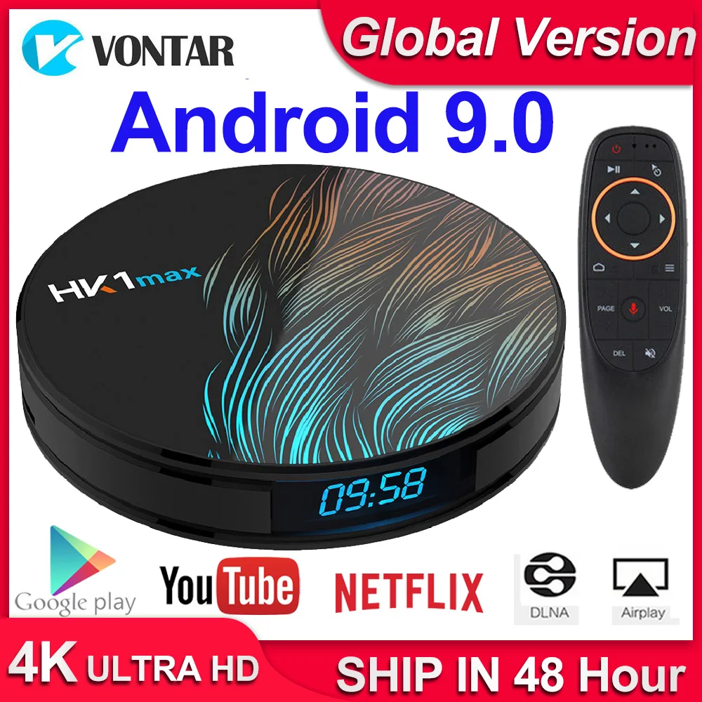 HK1 Max Android tv Box Android 9,0 RK3318 Smart tv Box 4 Гб ОЗУ 64 Гб/128 ГБ Youtube 4K H.265 BT4.0 Play store Netflix медиаплеер