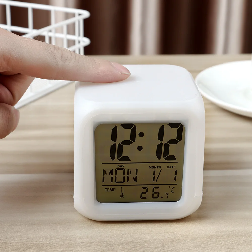 Многофункциональный портативный будильник 7 цветов большие светодиодные