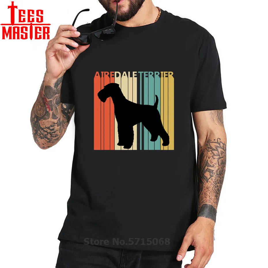 Винтаж 1970s Эрдельтерьер собака Владелец подарок футболки для мужчин Собаки