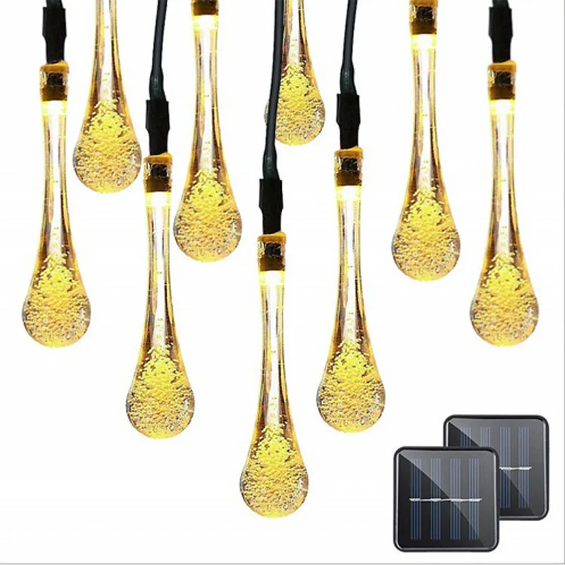 

Solar Lamp Waterproof Christmas Holiday Outdoor Garden Decoration Fairy Solar Battery String Light Colorful Raindrop Led Solar