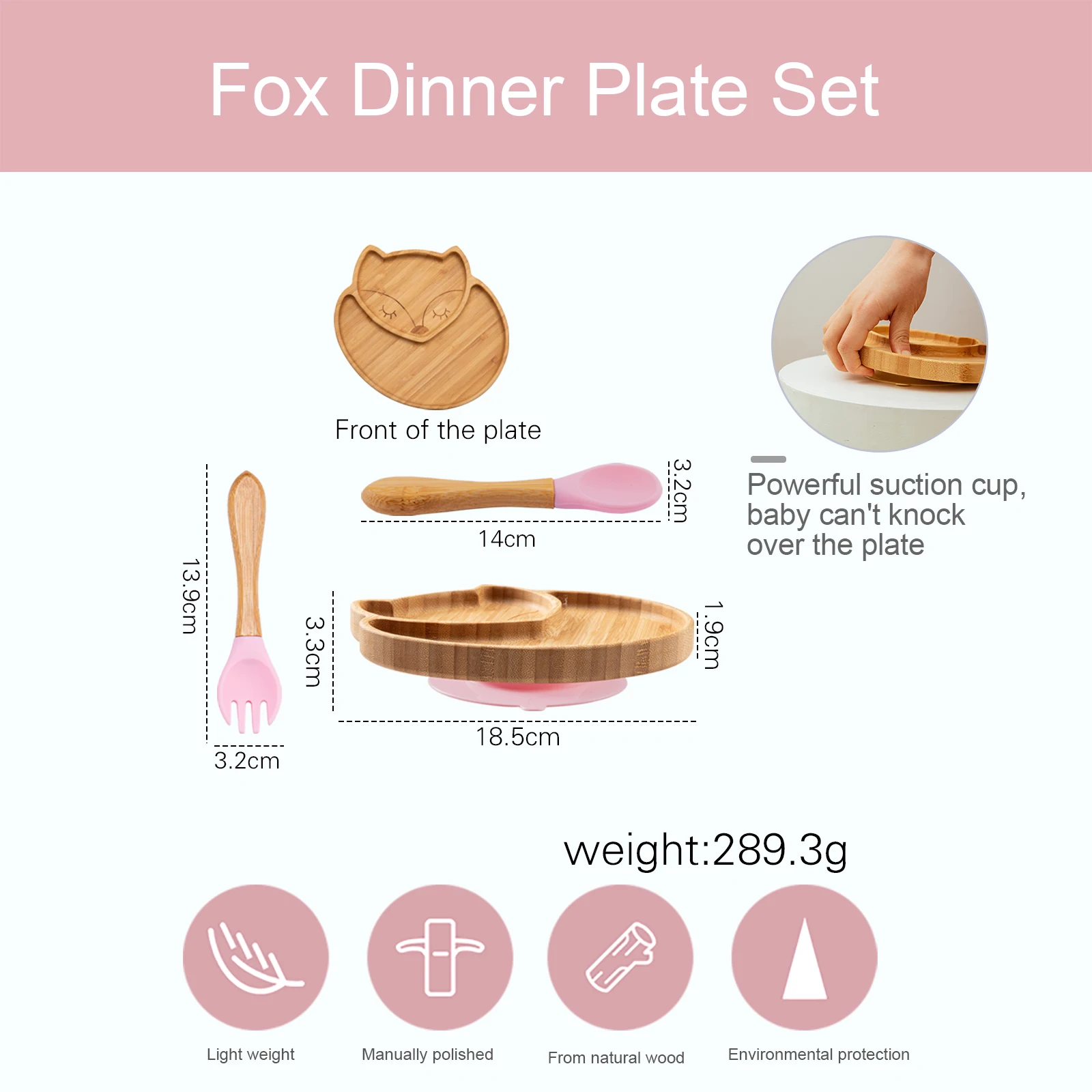 

3 pcs/set Bamboo Baby Feeding Bowl Cartoon Fox Kids Dishes Baby Bowl+Spoon+Fork Feeding Food Tableware Set Customizable